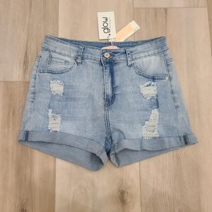 NWT!Light Blue Distressed Denim Shorts
